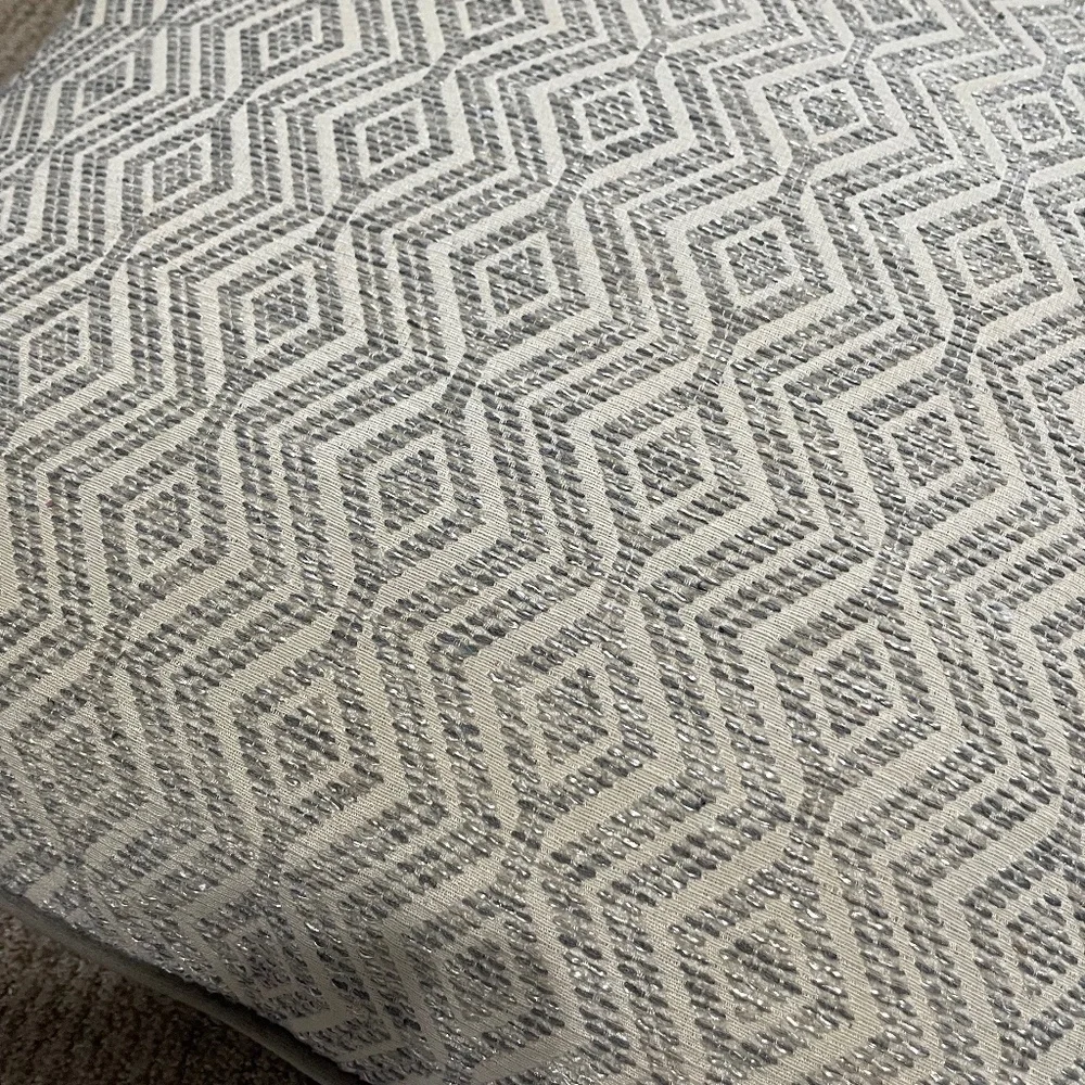 Silver Gray & White Decorative Throw Pillow –‎ Feather Filled – 22.5